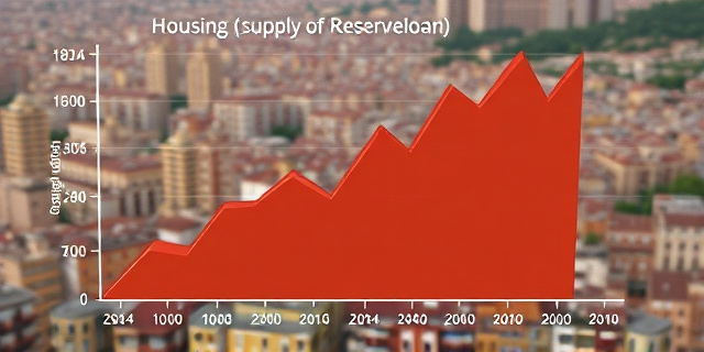 Un gráfico que muestra la caída de la oferta de pisos en Cataluña, con un fondo de una ciudad española