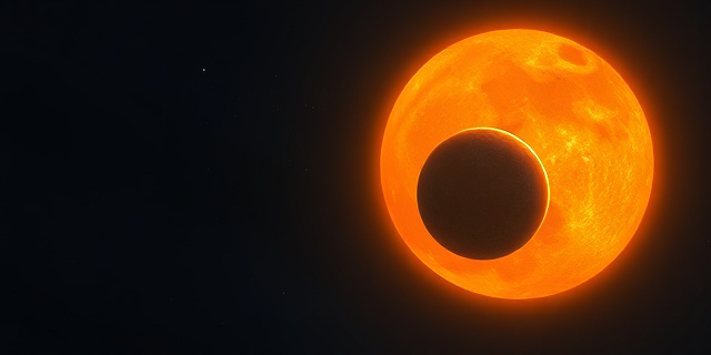 Una ilustración conceptual y satírica que muestra un planeta pequeño y escurridizo jugando al escondite detrás de un sol gigante y brillante. El estilo es de editorial periodística, con colores contrastados de azul nocturno y naranja solar, evitando rostros humanos, enfocándose en la escala cósmica y la sensación de fugacidad.