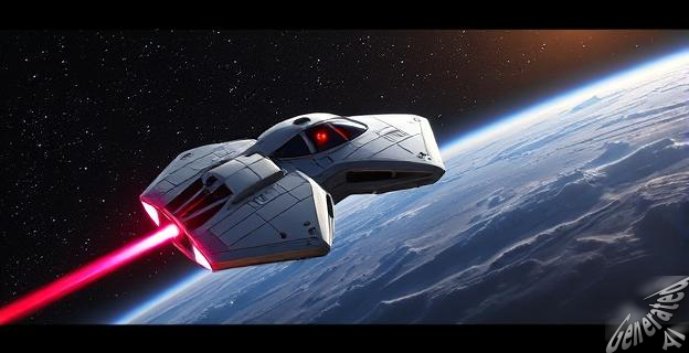 Imagen de una nave espacial futurista volando por el espacio, con un paisaje estelar de fondo