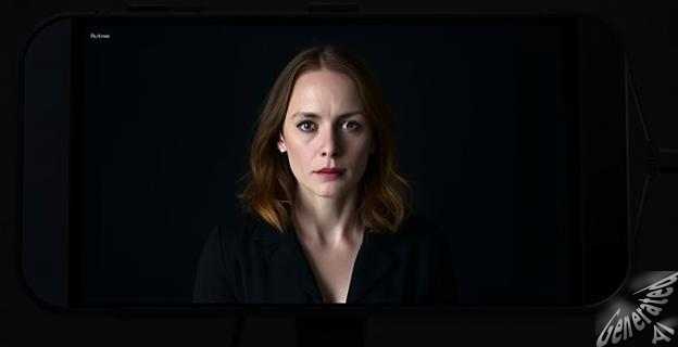 Una imagen de Jessica Chastain en una pantalla de computadora, con una expresión seria y un fondo oscuro, representando su papel en 