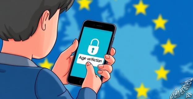 Un dibujo de una persona con un smartphone, con una pantalla de bloqueo que dice 