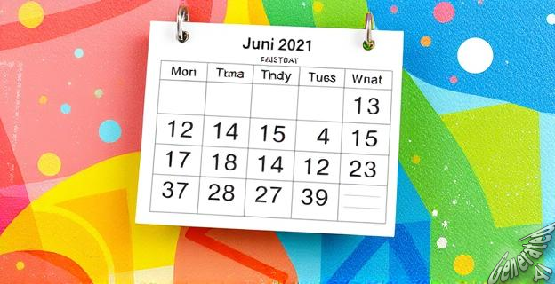 Un calendario escolar impreso con fechas importantes marcadas en un fondo de colores