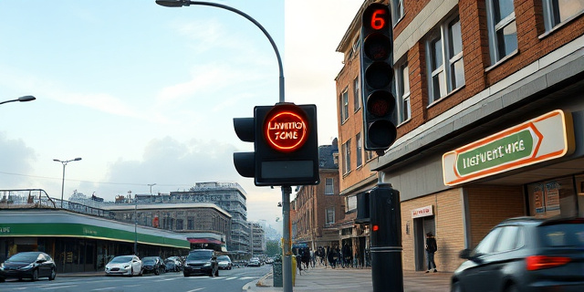 
  Una ciudad dividida en dos: a la izquierda, una zona con tráfico reducido, aire cristalino y coches eléctricos de lujo aparcados frente a cafés vacíos; a la derecha, un barrio comercial con tiendas cerradas, carteles de 