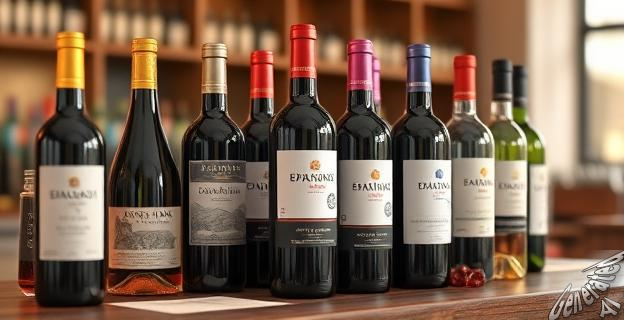 Una imagen de una selección de botellas de vino españolas sobre una mesa, con etiquetas que reflejan sus nombres y precios