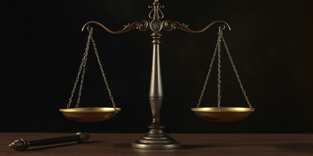Una balanza de la justicia con una mano manipulada por hilos invisibles, inclinándose hacia un lado. Fondo oscuro y texturizado, con sombras que sugieren secretos. Estilo pictórico, similar a una obra de Caravaggio.