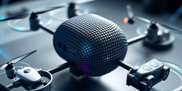 Una imagen de una fibra de carbono ultrafuerte, con una estructura molecular ordenada y resistente, rodeada de aplicaciones tecnológicas avanzadas como drones y vehículos eléctricos