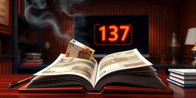 Una ilustración satírica y conceptual. En primer plano, un cómic abierto sobre una mesa de oficina lujosa, con billetes de euro saliendo de entre sus páginas como si fueran humo. Al fondo, una computadora mostrando un contador de descargas con el número 